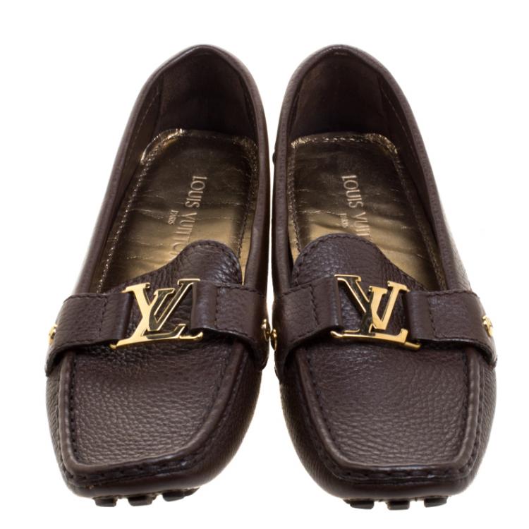 Pre Owned Louis Vuitton Brown Leather Oxford Loafers Size 39
