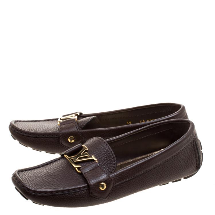 Pre Owned Louis Vuitton Brown Leather Oxford Loafers Size 39