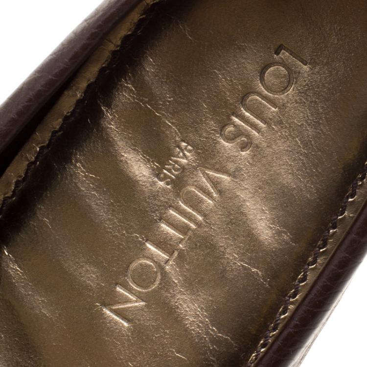 Pre Owned Louis Vuitton Brown Leather Oxford Loafers Size 39