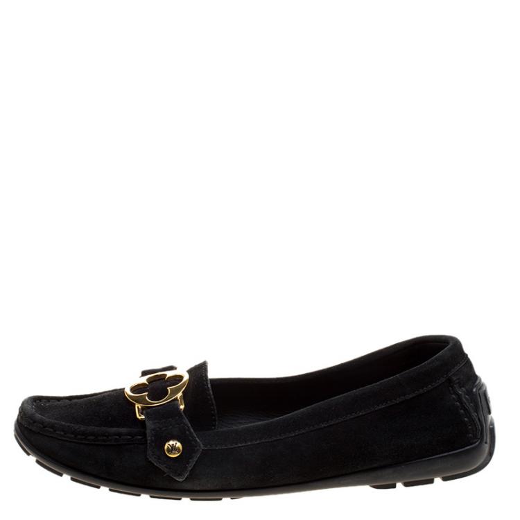 Pre Owned Louis Vuitton Black Suede Oxford Loafers Size 38