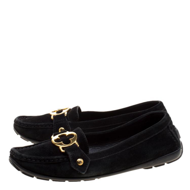 Pre Owned Louis Vuitton Black Suede Oxford Loafers Size 38