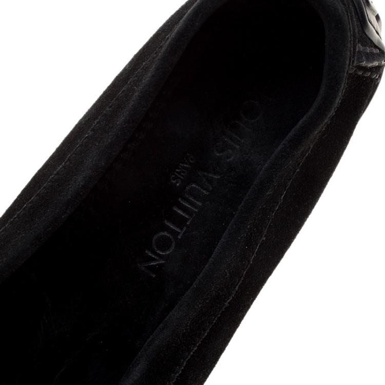 Pre Owned Louis Vuitton Black Suede Oxford Loafers Size 38