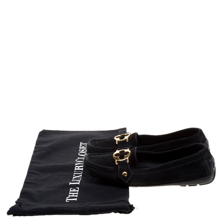 Pre Owned Louis Vuitton Black Suede Oxford Loafers Size 38