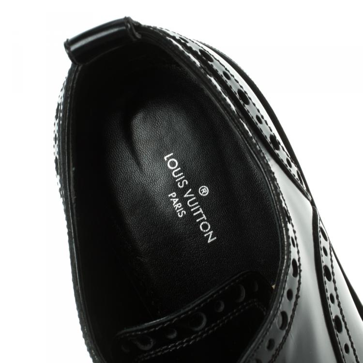 Pre Owned Louis Vuitton Black Brogue Leather Fighter Platform Oxfords Size 38