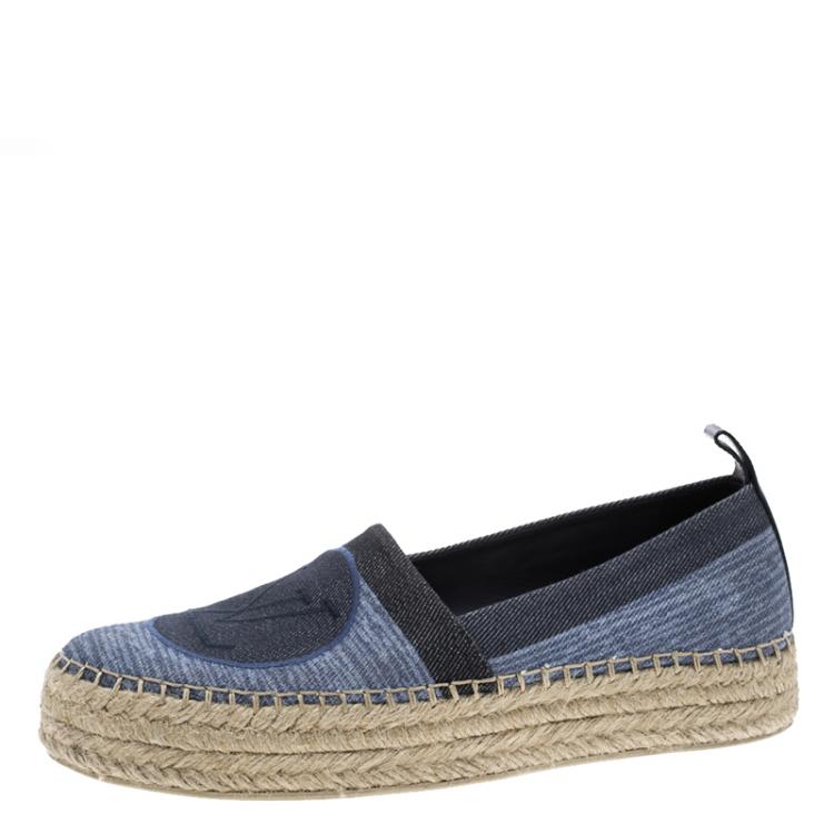 Louis Vuitton Blue Denim Postcard Espadrille Flats Size8.5/39 - Yoogi's  Closet