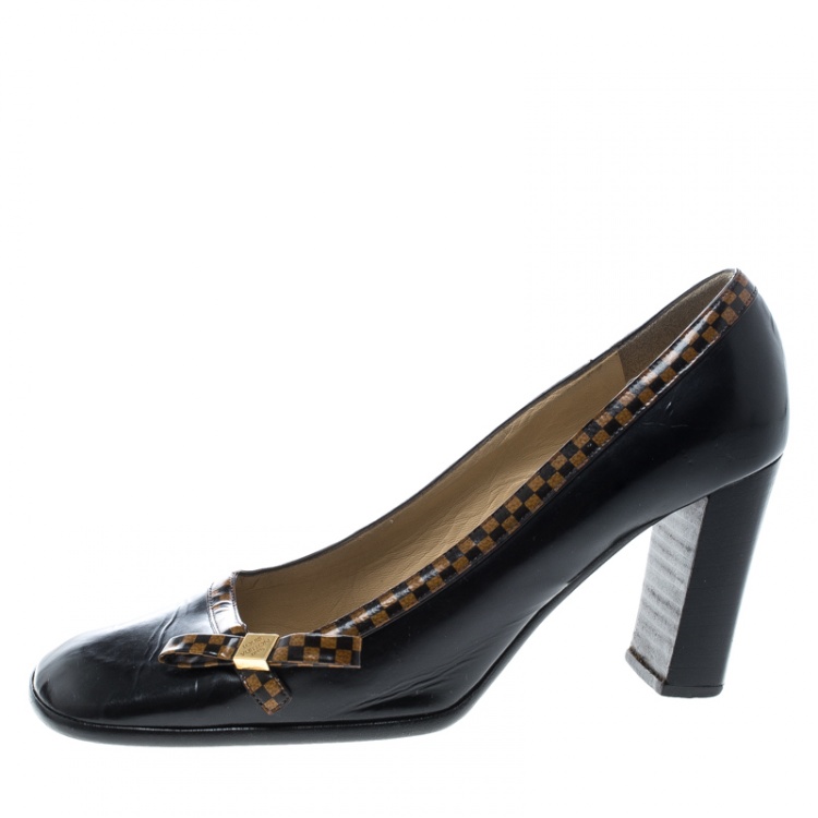 Louis Vuitton, Shoes, Louis Vuitton Black Satin Pleated Balmoral Bow  Detail Heels Pumps Size 37 Us 7