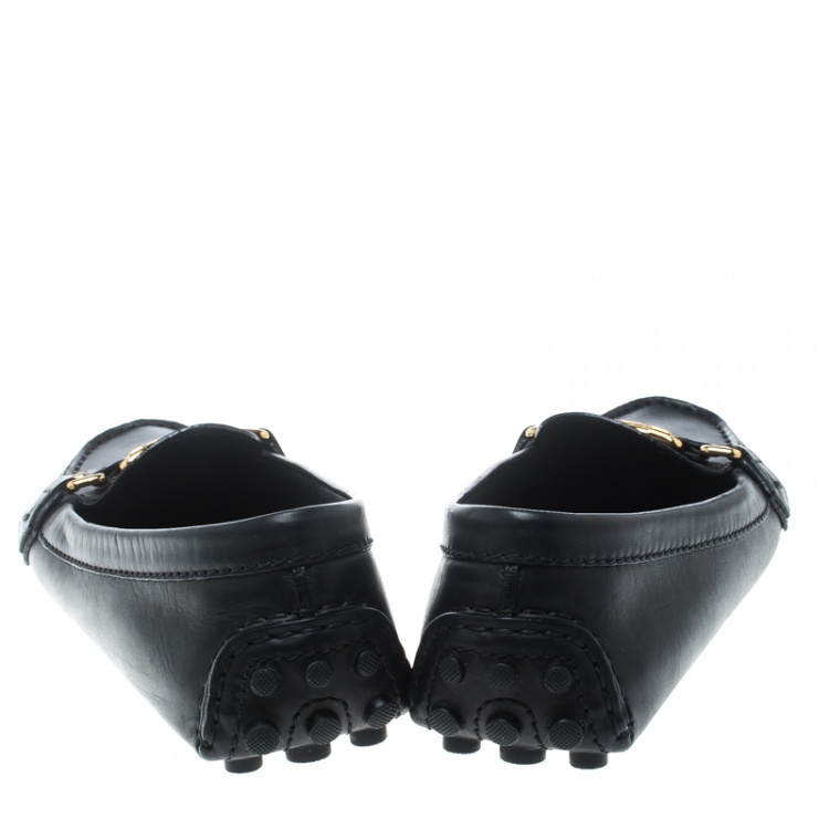Pre Owned Louis Vuitton Black Leather Oxford Loafers Size 37
