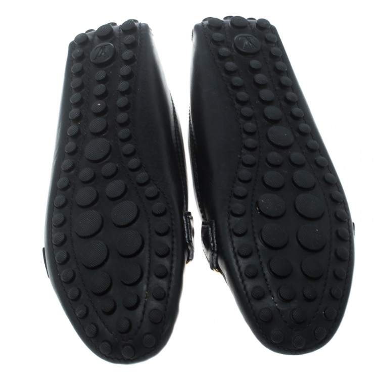 Pre Owned Louis Vuitton Black Leather Oxford Loafers Size 37