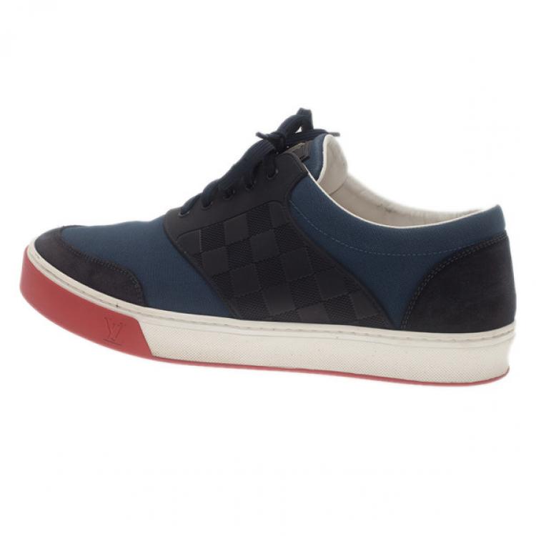 Pre Owned Louis Vuitton Two Tone Leather and Suede Sneakers Size 41