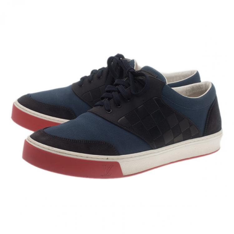 Pre Owned Louis Vuitton Two Tone Leather and Suede Sneakers Size 41