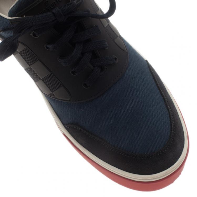 Pre Owned Louis Vuitton Two Tone Leather and Suede Sneakers Size 41