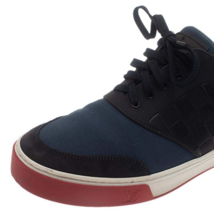 Pre Owned Louis Vuitton Two Tone Leather and Suede Sneakers Size 41