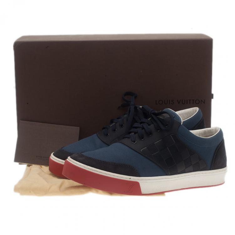 Pre Owned Louis Vuitton Two Tone Leather and Suede Sneakers Size 41