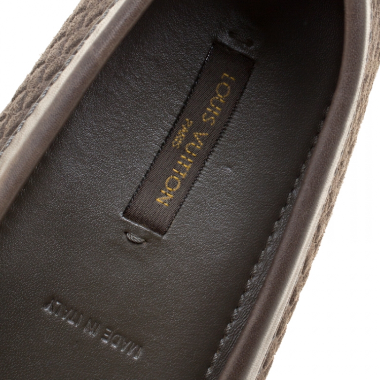 Pre Owned Louis Vuitton Grey Nubuck Leather Hockenheim Loafers Size 39