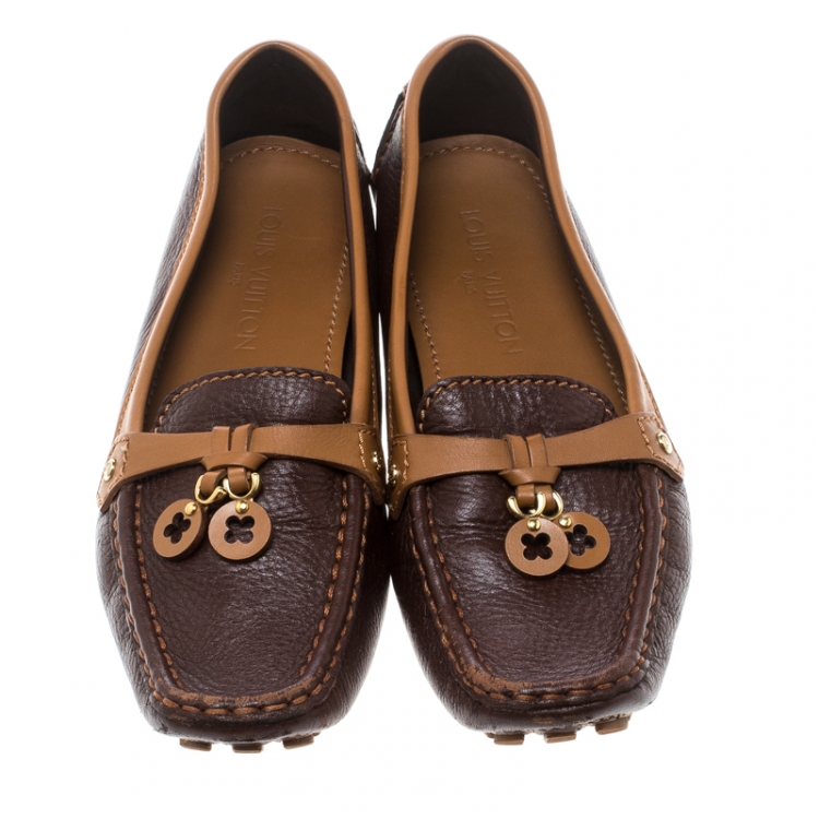 Pre Owned Louis Vuitton Brown Leather Oxford Loafers Size 40