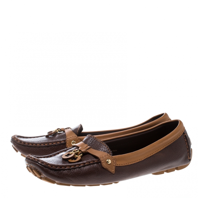 Pre Owned Louis Vuitton Brown Leather Oxford Loafers Size 40