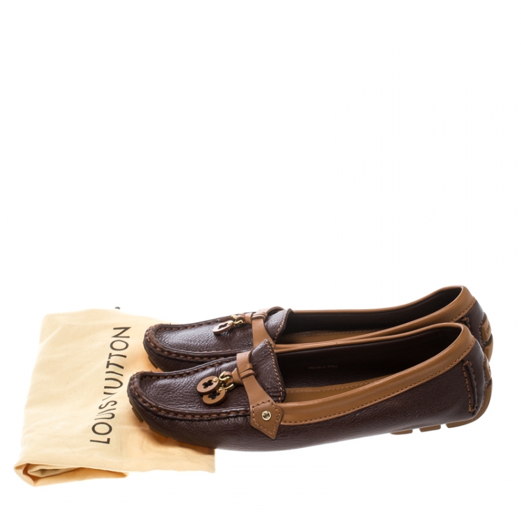 Pre Owned Louis Vuitton Brown Leather Oxford Loafers Size 40