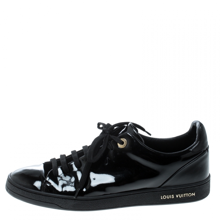 Louis Vuitton Black Patent Leather Low Top Sneakers Size 39.5 Louis Vuitton