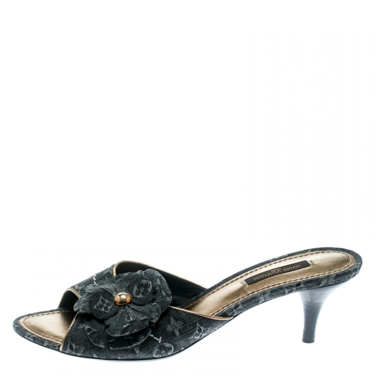 LOUIS VUITTON Blossom Slingback Flat Ballerina Black. Size 37