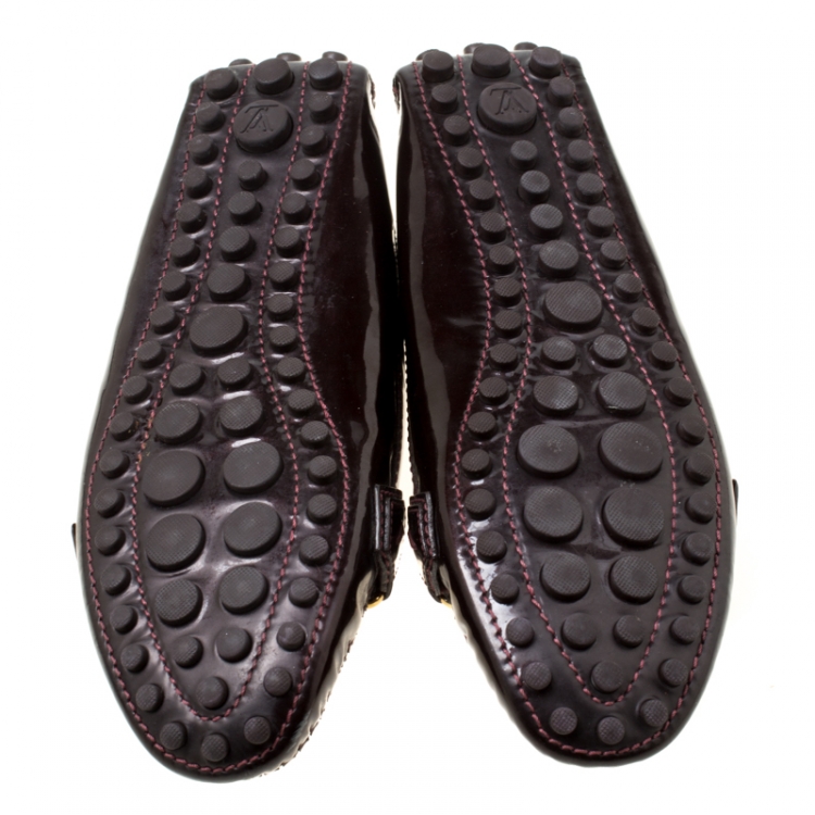 Pre Owned Louis Vuitton Bordeaux Patent Leather Oxford Loafers Size 38