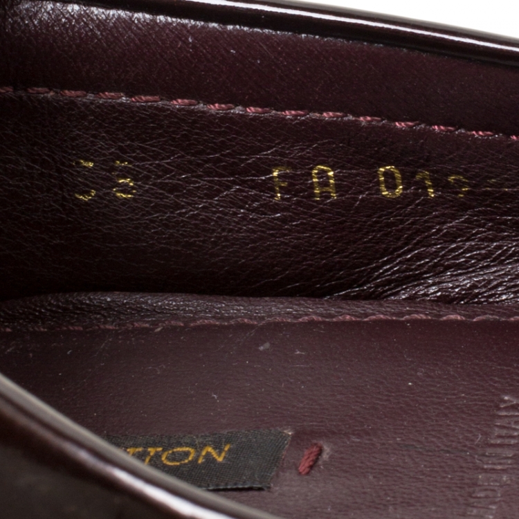 Pre Owned Louis Vuitton Bordeaux Patent Leather Oxford Loafers Size 38
