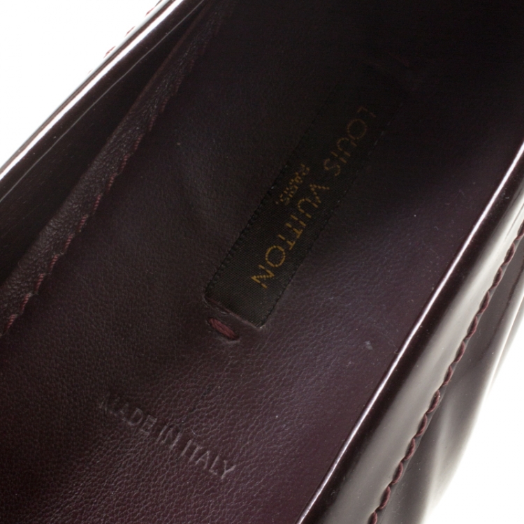 Pre Owned Louis Vuitton Bordeaux Patent Leather Oxford Loafers Size 38