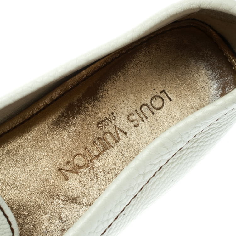 Pre Owned Louis Vuitton Off White Leather Oxford Loafers Size 39.5