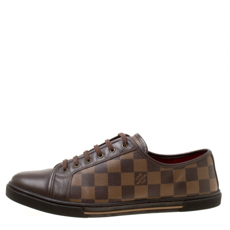 Men's Damier Checkerboard Pattern Leather Sneakers