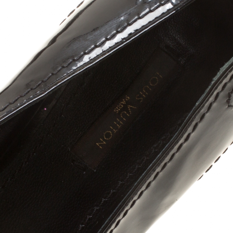 Pre Owned Louis Vuitton Black Patent Leather Fringe Detail Loafers Size 38.5