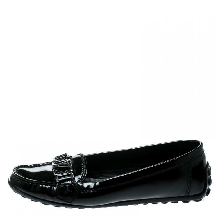 Pre Owned Louis Vuitton Black Patent Leather Oxford Loafers Size 37