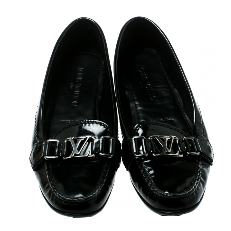 Pre Owned Louis Vuitton Black Patent Leather Oxford Loafers Size 37