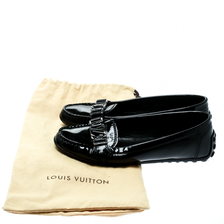 Pre Owned Louis Vuitton Black Patent Leather Oxford Loafers Size 37