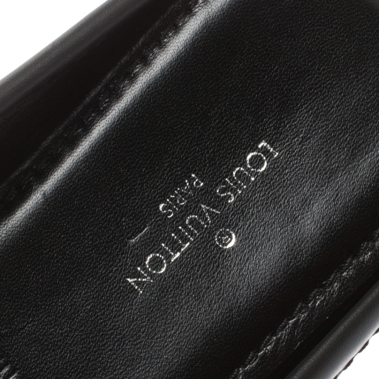 Pre Owned Louis Vuitton Black Monogram Empreinte Leather Gloria Slip On Flat Loafers Size 35