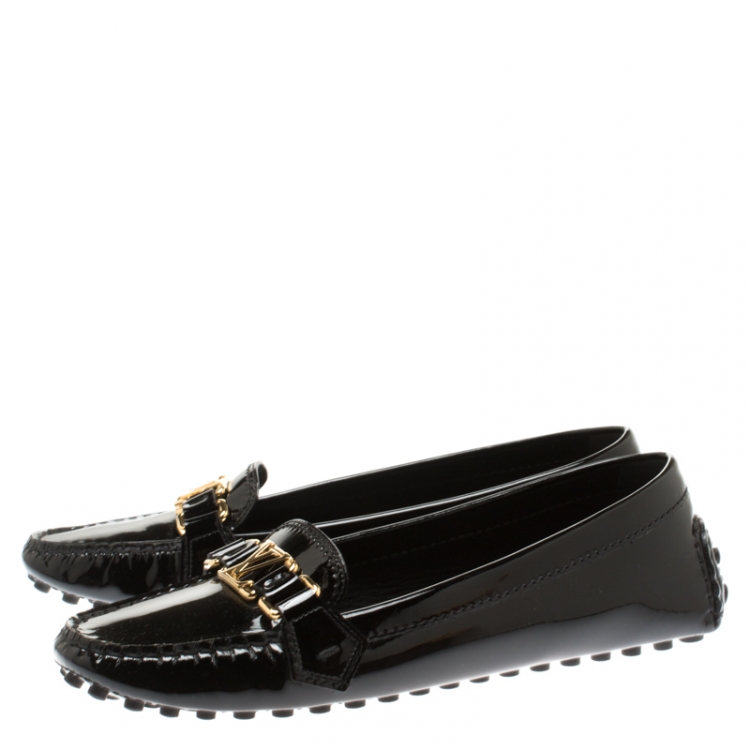 Pre Owned Louis Vuitton Black Patent Leather Oxford Loafers Size 41