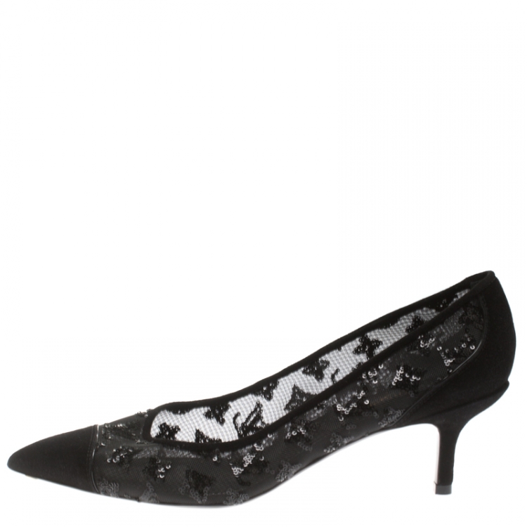 LOUIS VUITTON shoes SANDALS sequins black silver logo 38