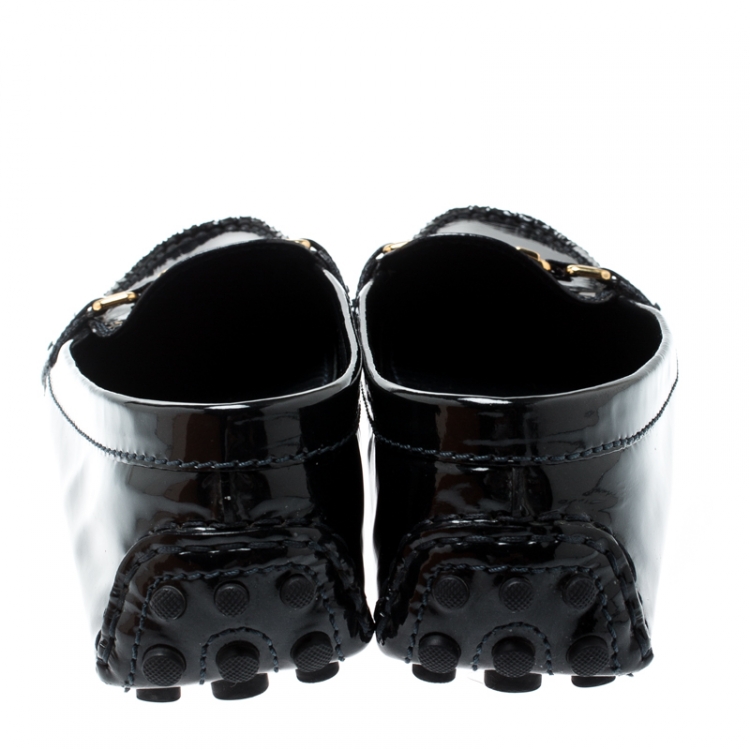 Pre Owned Louis Vuitton Black Patent Leather Oxford Loafers Size 38.5