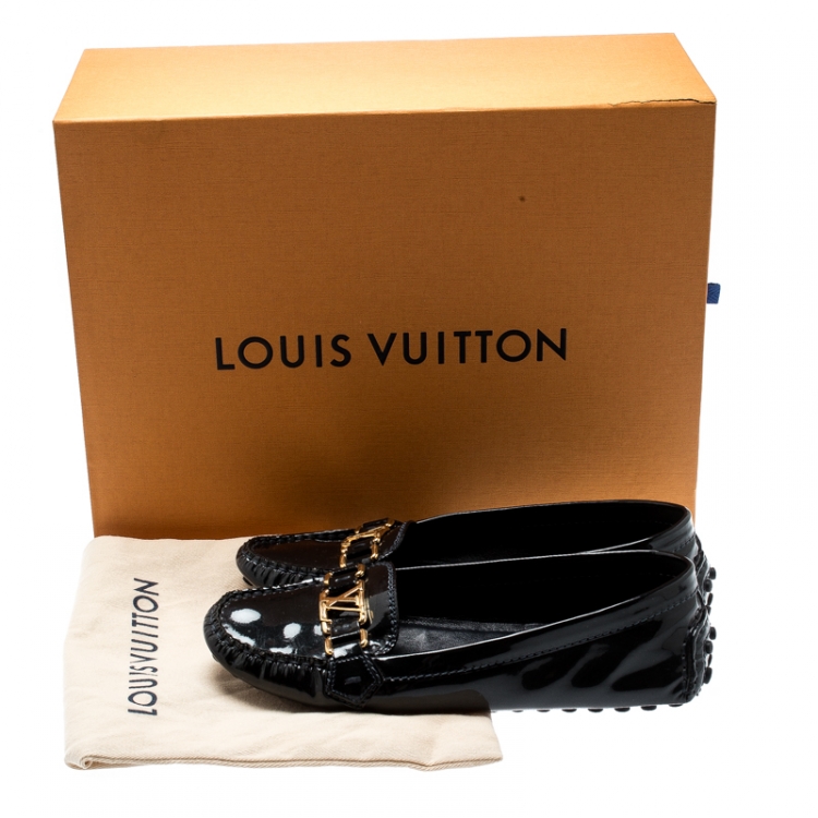 Pre Owned Louis Vuitton Black Patent Leather Oxford Loafers Size 38.5