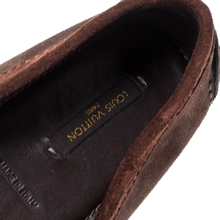 Pre Owned Louis Vuitton Tricolor Suede Oxford Loafers Size 40.5
