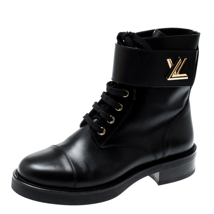 Louis Vuitton Black Leather Wonderland Ranger Ankle Length Combat