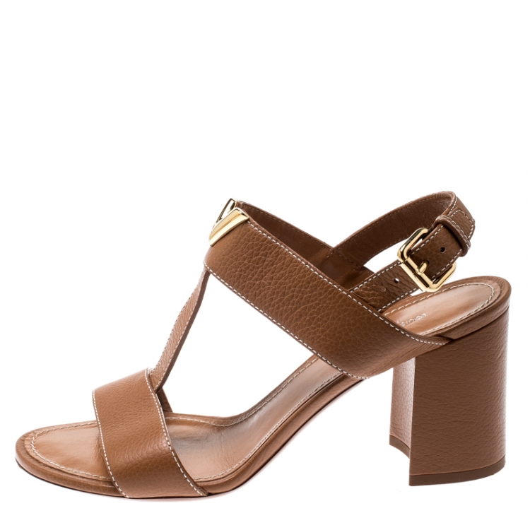 Louis Vuitton Brown Leather Bahiana Slingback Sandals Size 40