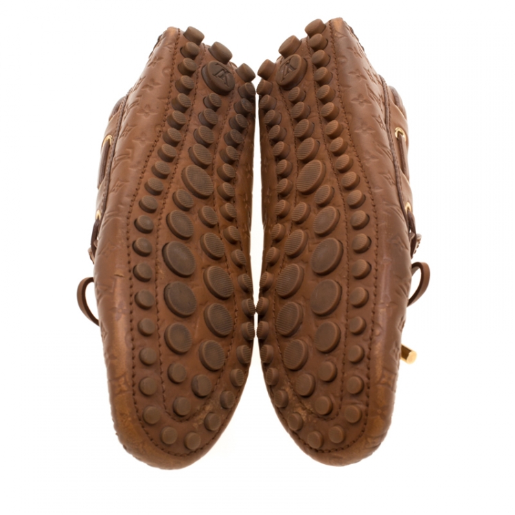Pre Owned Louis Vuitton Brown Monogram Gloria Flat Loafers Size 36