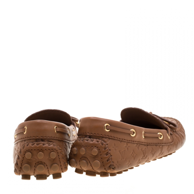 Pre Owned Louis Vuitton Brown Monogram Gloria Flat Loafers Size 36