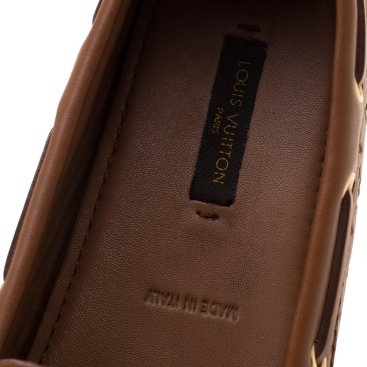 Pre Owned Louis Vuitton Brown Monogram Gloria Flat Loafers Size 36