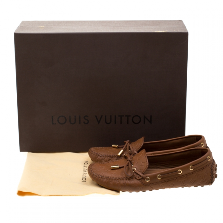 Pre Owned Louis Vuitton Brown Monogram Gloria Flat Loafers Size 36