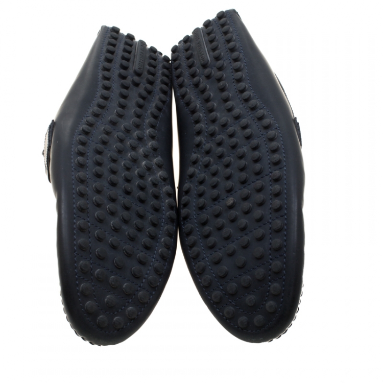 Pre Owned Louis Vuitton Blue Leather Monte Carlo Loafers Size 42.5