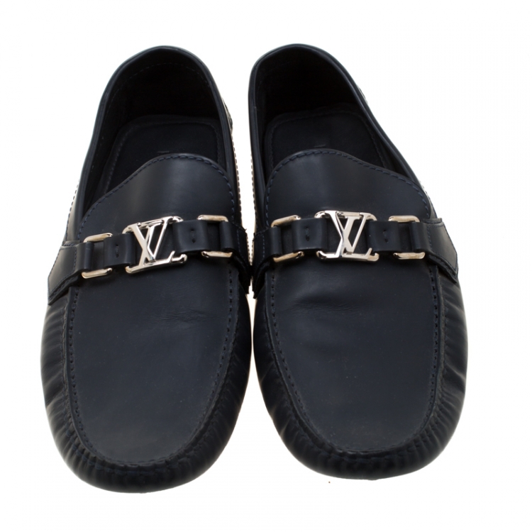 Pre Owned Louis Vuitton Blue Leather Monte Carlo Loafers Size 42.5