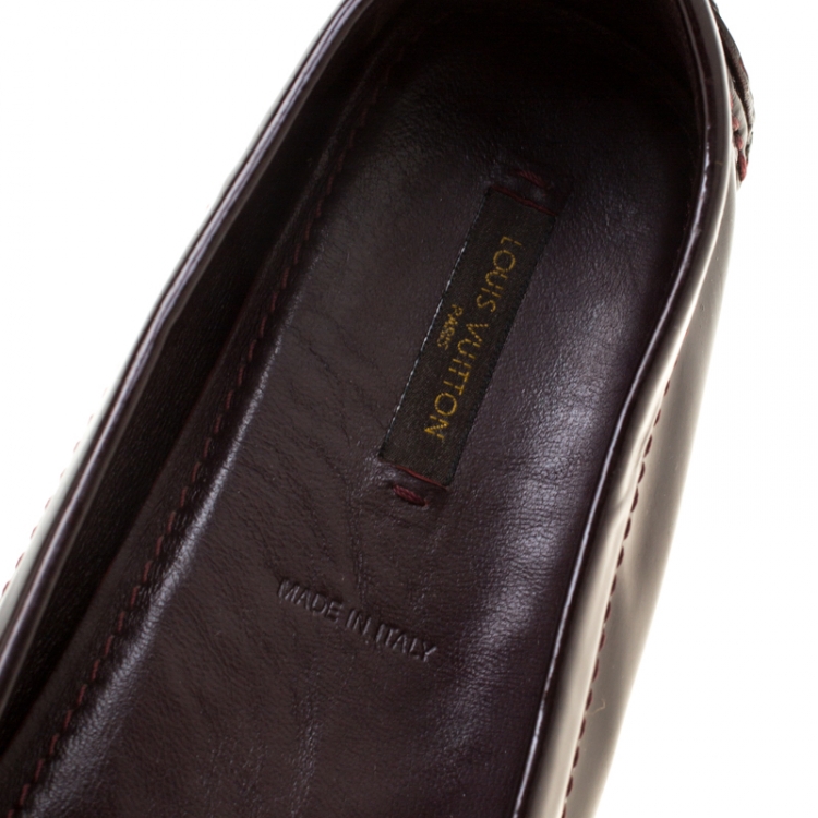 Pre Owned Louis Vuitton Bordeaux Patent Leather Oxford Loafers Size 39