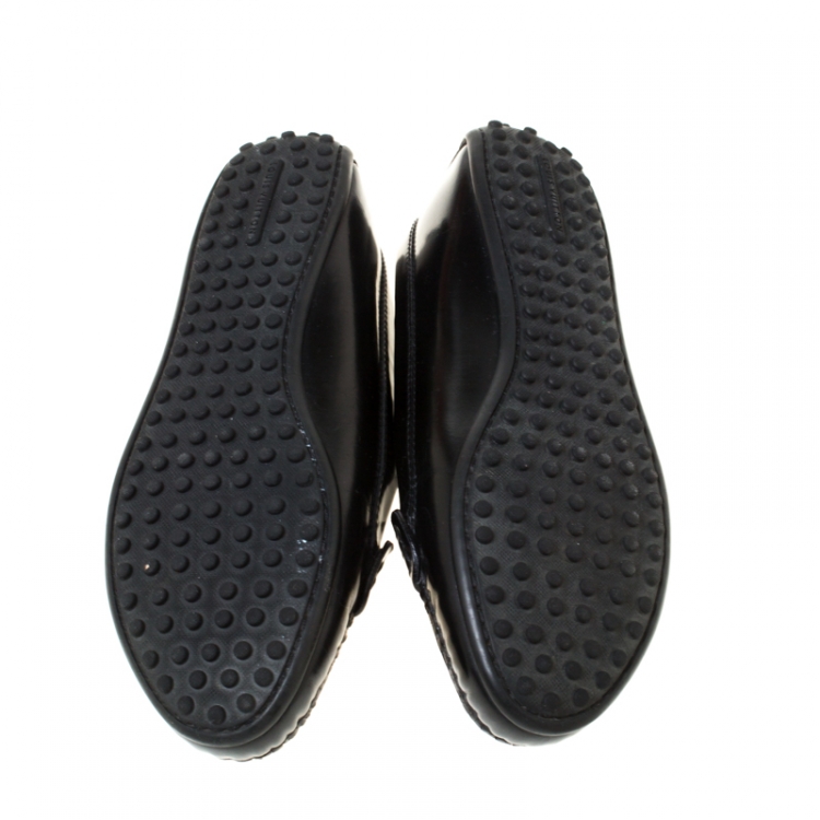 Pre Owned Louis Vuitton Black Leather Penny Loafers Size 36