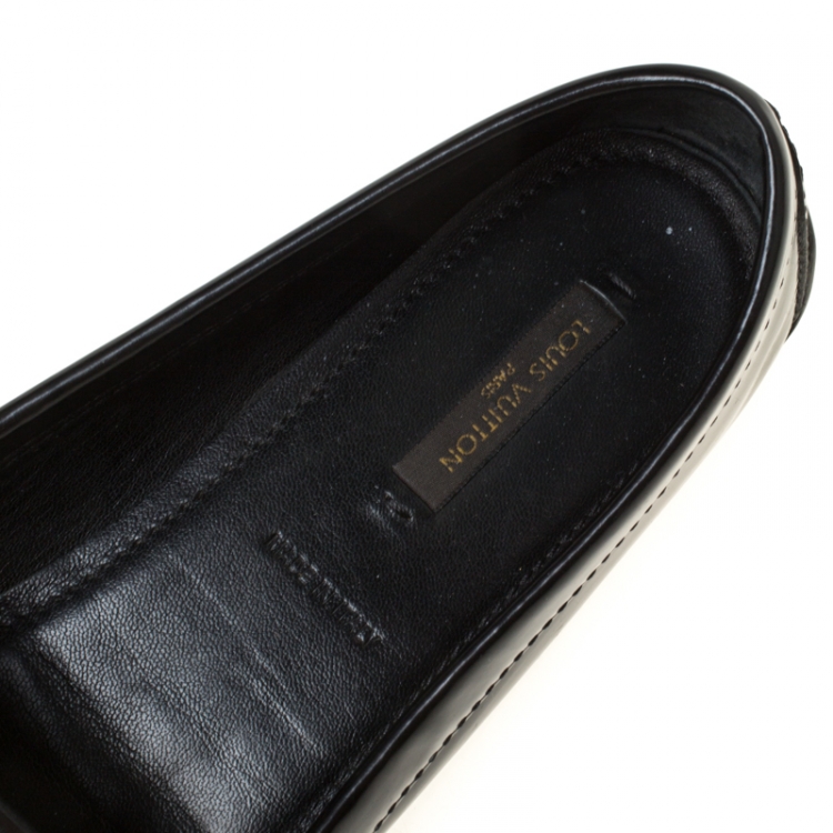 Pre Owned Louis Vuitton Black Leather Penny Loafers Size 36