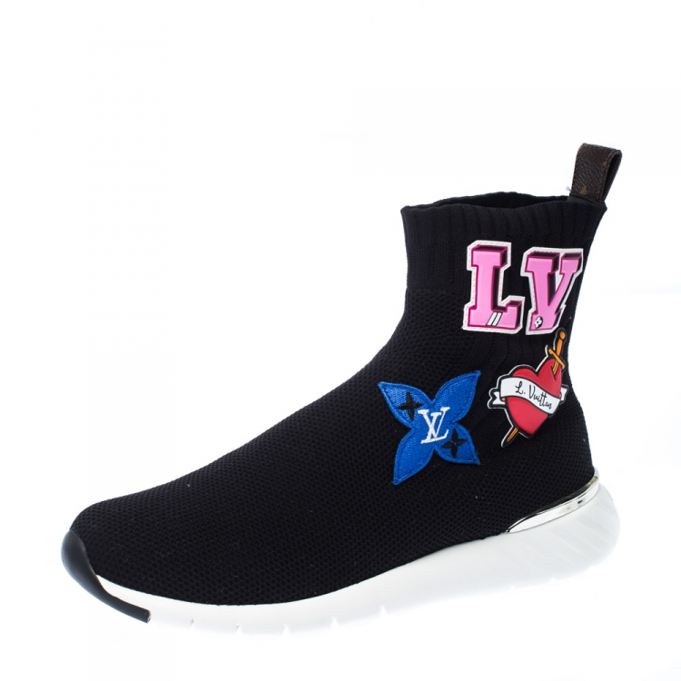 Louis Vuitton Black Knit Fabric Star Patch Sock Sneakers Size 35